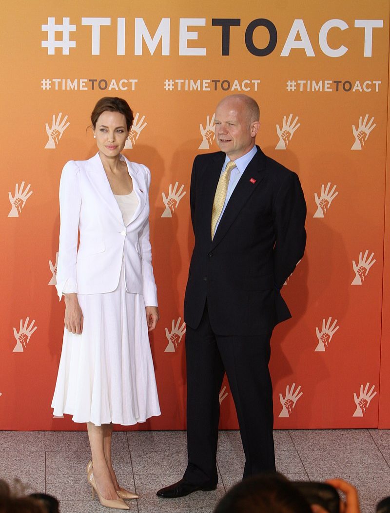 Angelina Jolie and William Hague at a #TimeToAct event in 2014